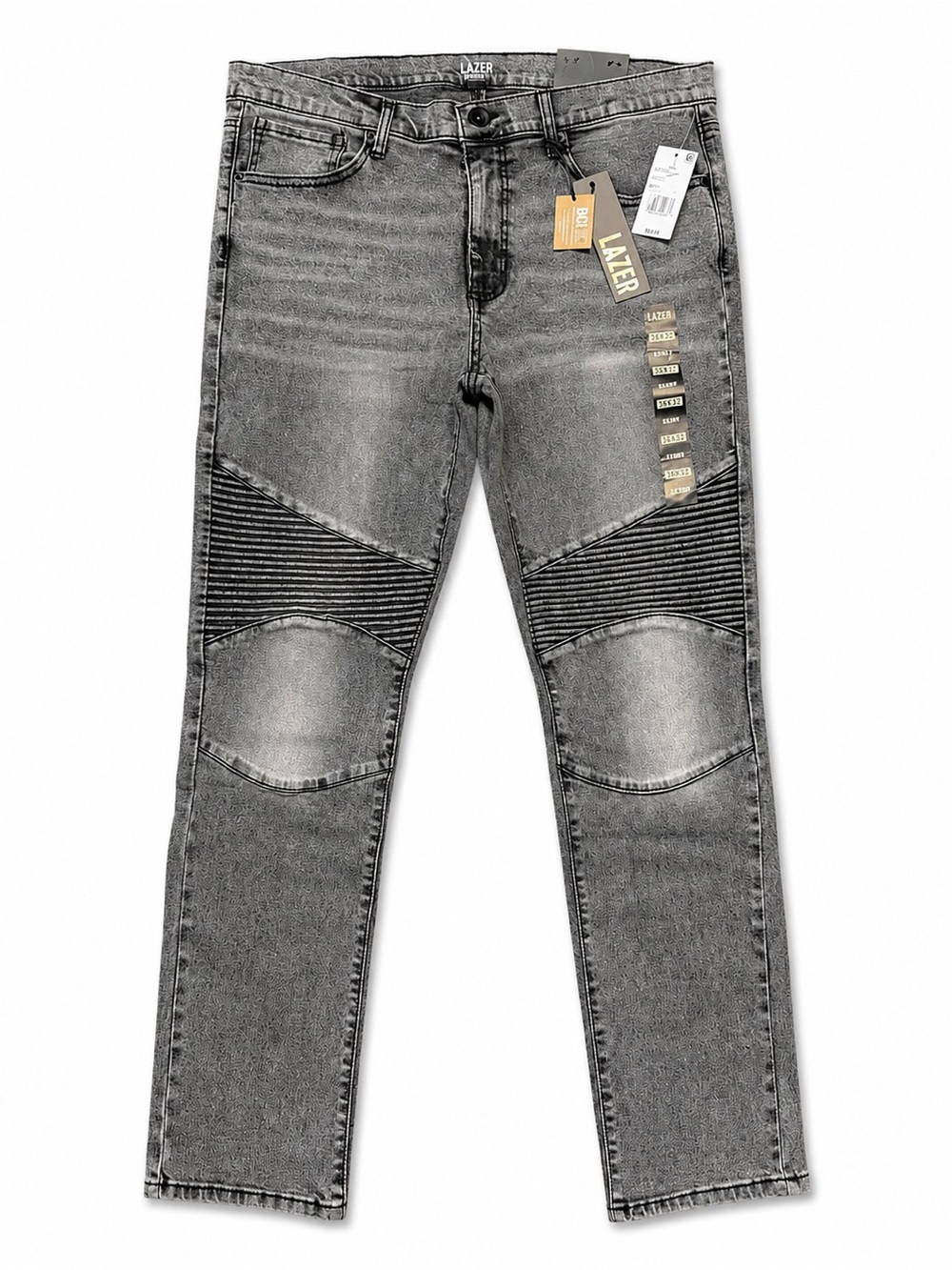 Moto Biker Skinny Jeans Gray Acid Wash